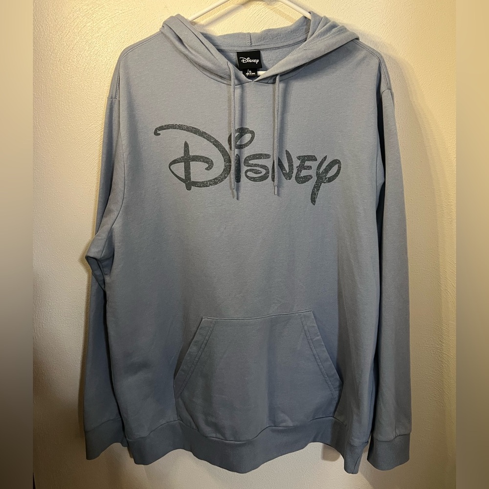 DISNEY Classic‎ Walt Disney Logo Fleece Casual Hoodie Blue Women's XL *NWT*